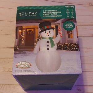 7-Ft Lighted Snowman with Candy Cane